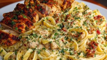One-Pot Creamy Cajun Chicken Linguine with Garlic Mozzarella Sauce
