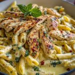 One Pot Creamy Garlic Parmesan Chicken Penne