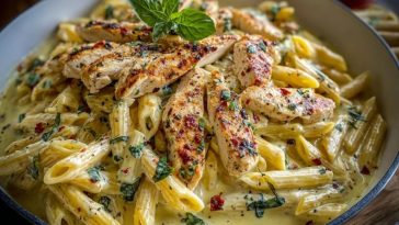 One Pot Creamy Garlic Parmesan Chicken Penne