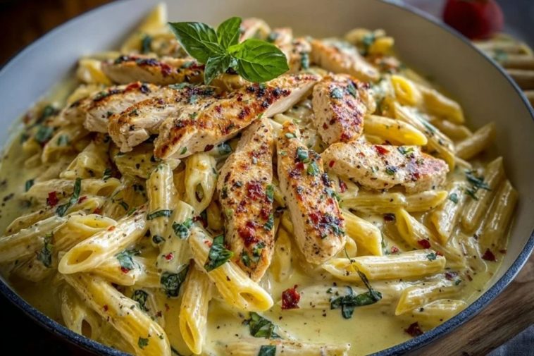 One Pot Creamy Garlic Parmesan Chicken Penne