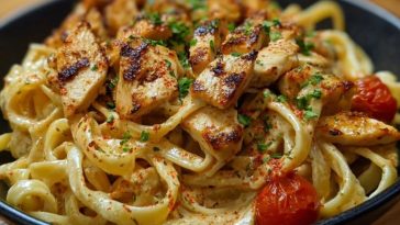One-Pot Spicy Chicken Linguine in Creamy Sauce