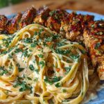 Savory Cajun Chicken and Creamy Garlic Parmesan Linguine