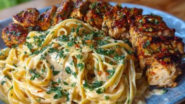 Savory Cajun Chicken and Creamy Garlic Parmesan Linguine