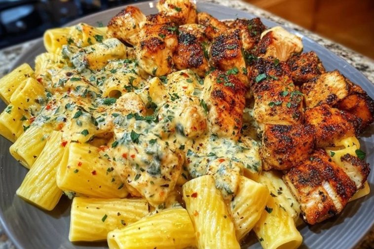 Spicy Cajun Chicken Rigatoni with Velveeta Garlic Cream Sauce