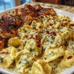 Spicy Garlic Chicken Tortellini in Cheesy Alfredo Cream