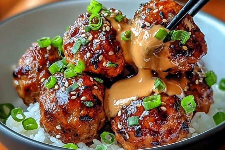 Sticky Korean BBQ Meatballs with Gochujang Glaze