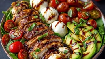 Baked Marinated Chicken Salad with Mozzarella and Balsamic Vinaigrette