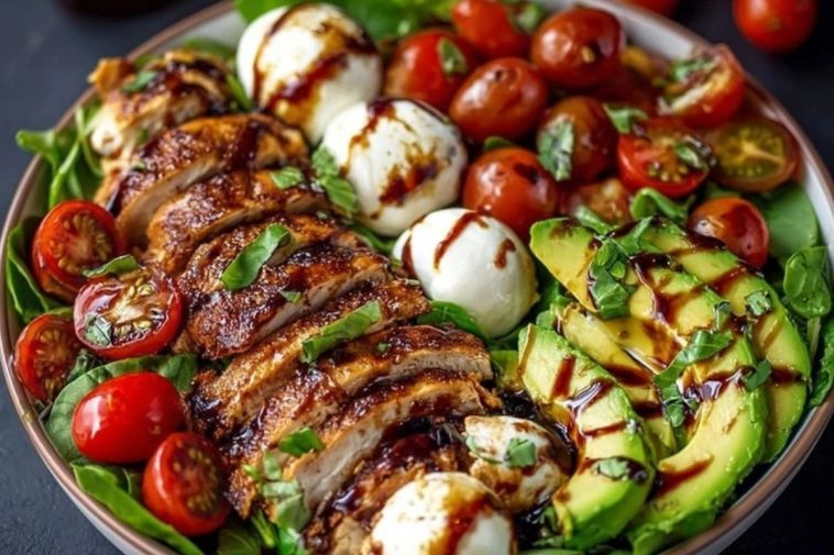 Baked Marinated Chicken Salad with Mozzarella and Balsamic Vinaigrette