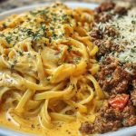 Cajun Beef Linguine in Creamy Velveeta Parmesan Garlic Sauce