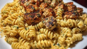 Cajun Chicken Rotini in Creamy Mozzarella Velveeta Sauce