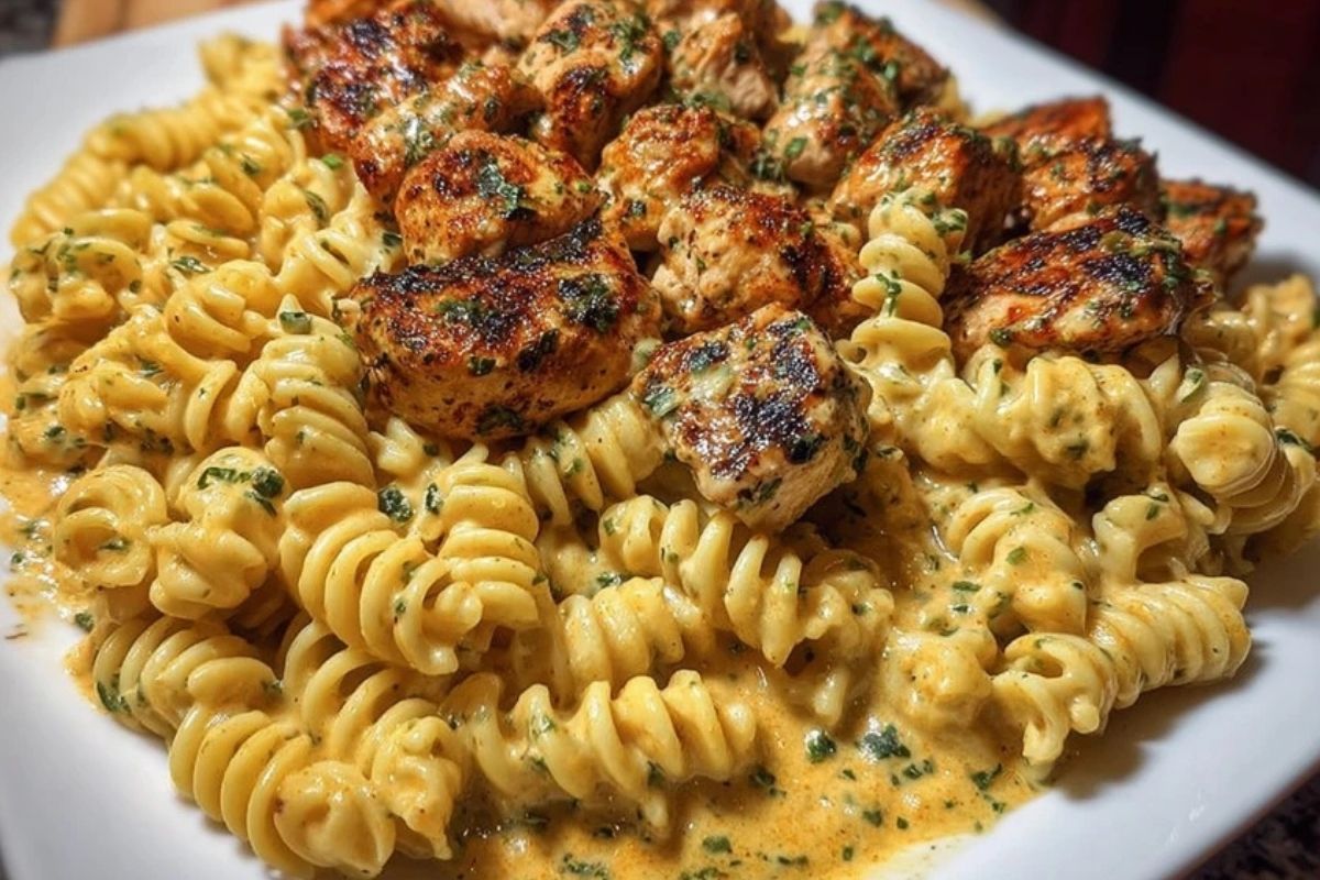 Cajun Chicken Rotini in Creamy Mozzarella Velveeta Sauce