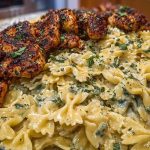 Cheesy Bowtie Pasta with Garlic Parmesan Chicken