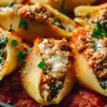 Cheesy Ground Turkey & Spinach Stuffed Shells