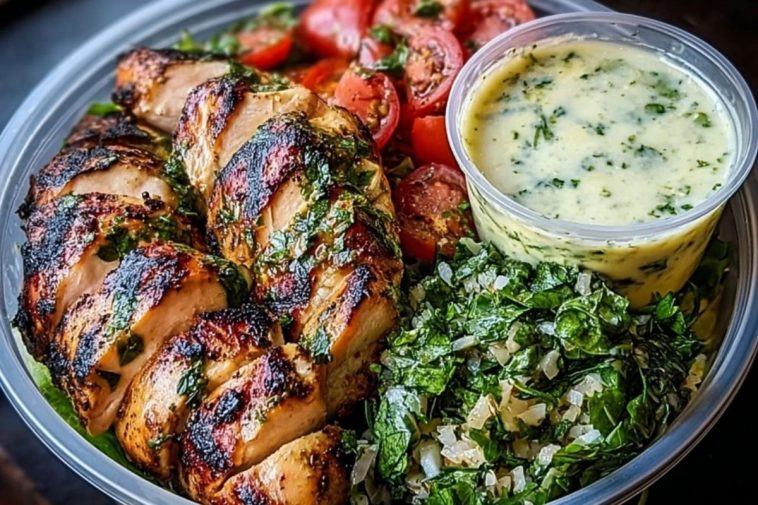 Chimichurri Grilled Chicken Bowl with Garlic Sauce