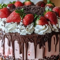 Chocolate Covered Strawberry Drip Cake