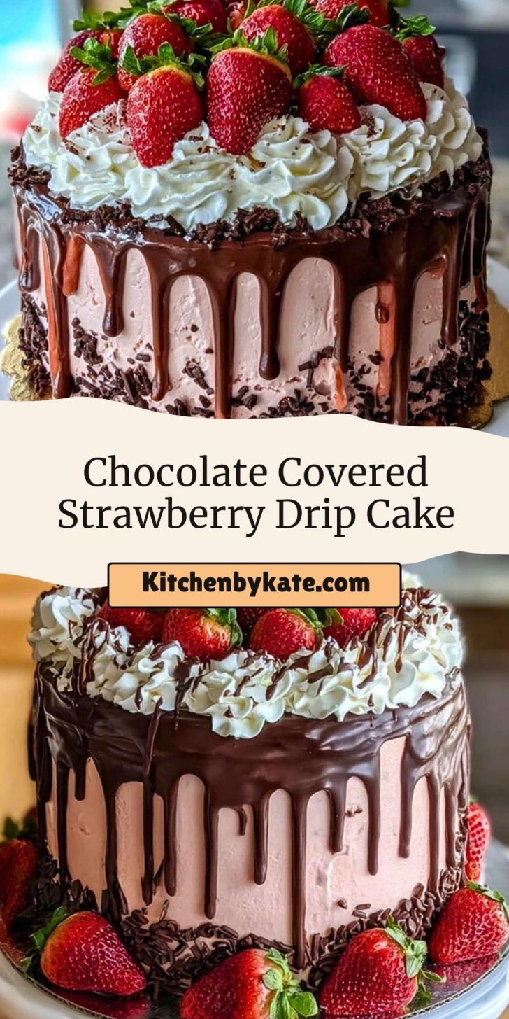 Chocolate Covered Strawberry Drip Cake