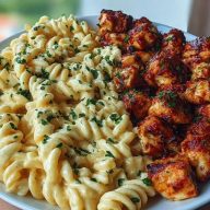 Creamy Cajun Alfredo Pasta with Garlic Butter Chicken Bites