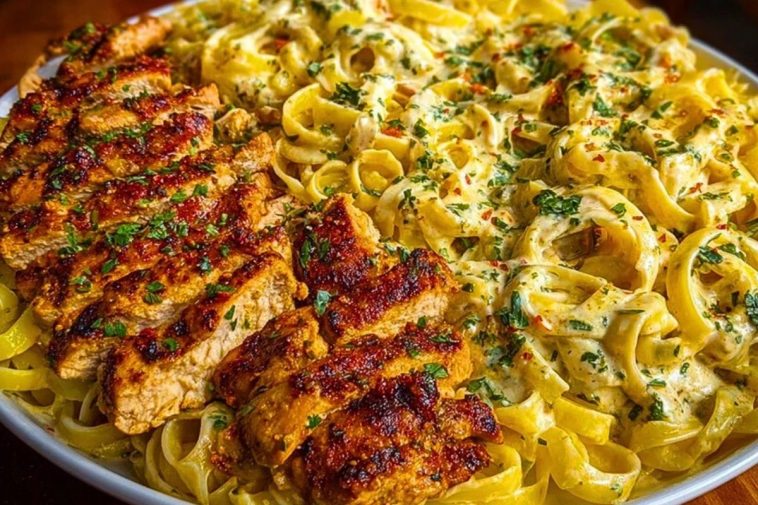Creamy Cajun Chicken Linguine with Garlic Mozzarella Sauce