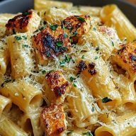 Creamy Garlic Butter Chicken Rigatoni Recipe