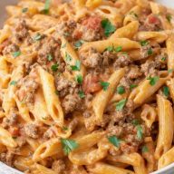 Creamy Rotel Pasta & Ground Beef