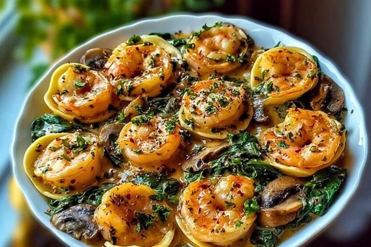 Creamy Spinach Mushroom Shrimp Shells