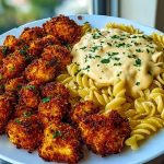 Crispy Parmesan Chicken Bites with Smoky Cajun Alfredo Gemelli