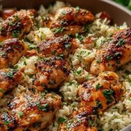 Garlic Butter Chicken Served with Parmesan Rice