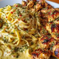 Golden-Garlic-Butter-Chicken-with-Creamy-Parmesan-Linguine
