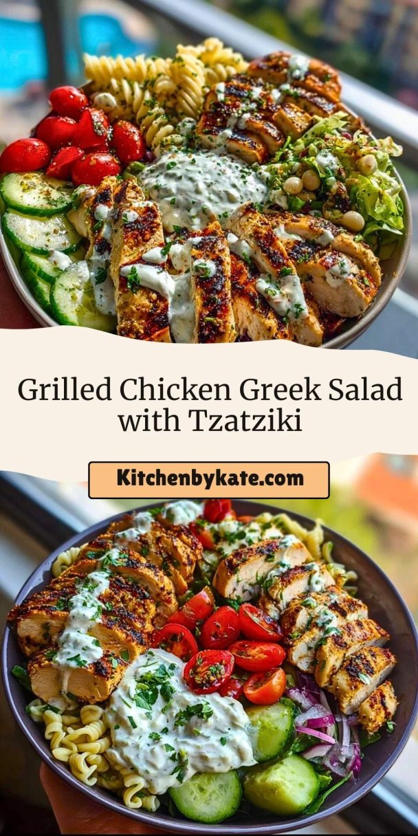 Grilled Chicken Greek Salad with Tzatziki