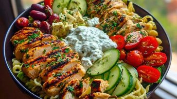 Grilled Chicken Greek Salad with Tzatziki