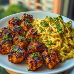 Maple Garlic Chicken Bites with Spicy Cajun Alfredo