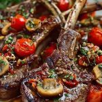 Marinated Greek Lamb Chops with Mushrooms and Tomatoes