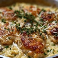 One-Skillet Creamy Chicken with Gruyere & Orzo