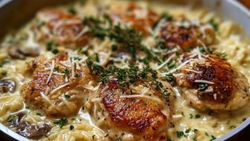 One-Skillet Creamy Chicken with Gruyere & Orzo