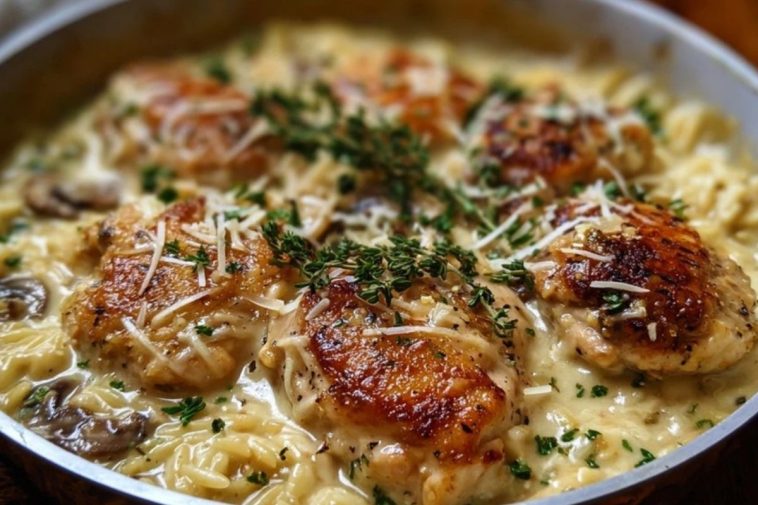 One-Skillet Creamy Chicken with Gruyere & Orzo