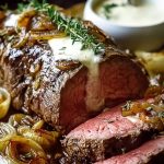 Roasted Beef Tenderloin with French Onions and Horseradish Sauce