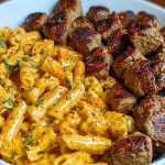 Savory Cajun Steak Tips with Cheesy Penne Parmesan Sauce