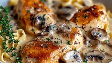 Savory Chicken in a Creamy Asiago Mushroom Sauce