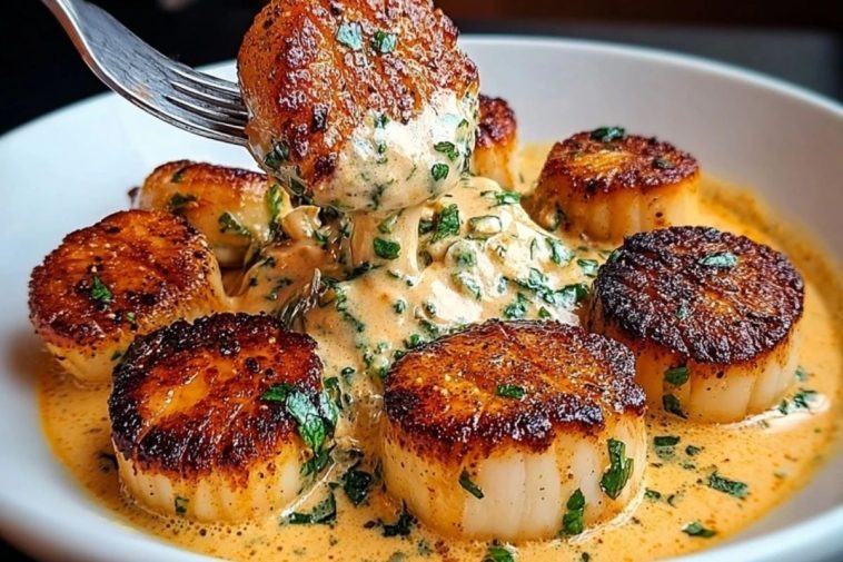 Seared Scallops with Spicy Cajun Cream Sauce