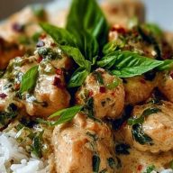 Spiced Coconut Basil Chicken with Rice