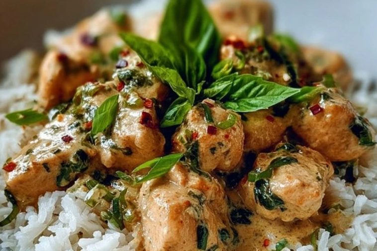 Spiced Coconut Basil Chicken with Rice