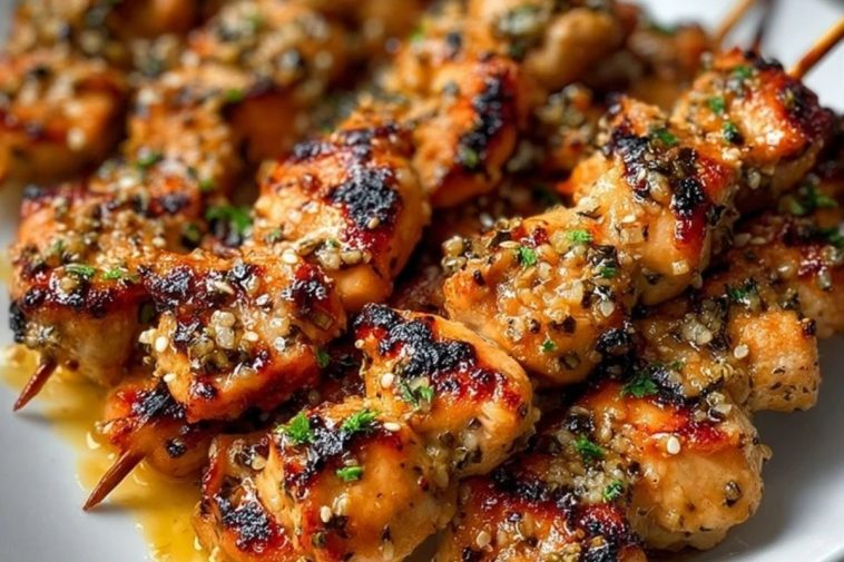 Spicy Garlic Parmesan Chicken Skewers