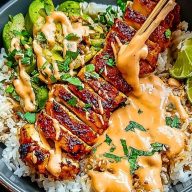 Sweet Chili Chicken Bowl with Coconut Lime Drizzle