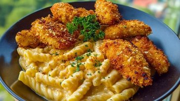 The Best Crispy Parmesan Chicken Bites with Smoky Cajun Alfredo Gemelli