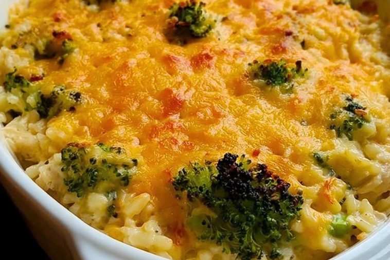 Broccoli Rice Chicken and Cheese Casserole