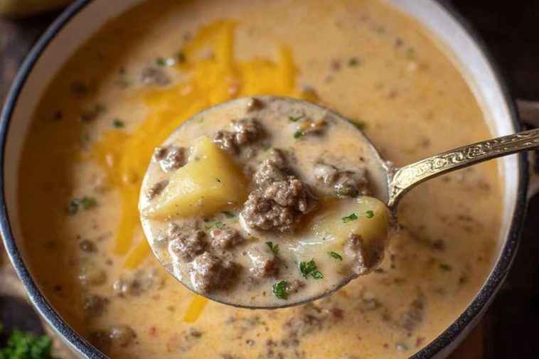 Cheesy Beef and Potato Soup
