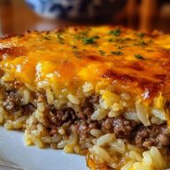 Cheesy Ground Beef and Rice Casserole