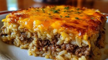 Cheesy Ground Beef and Rice Casserole