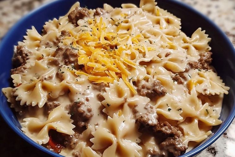 Creamy Beef and Bowtie Pasta