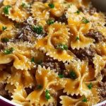 Garlic Butter Beef & Cheesy Bowtie Pasta